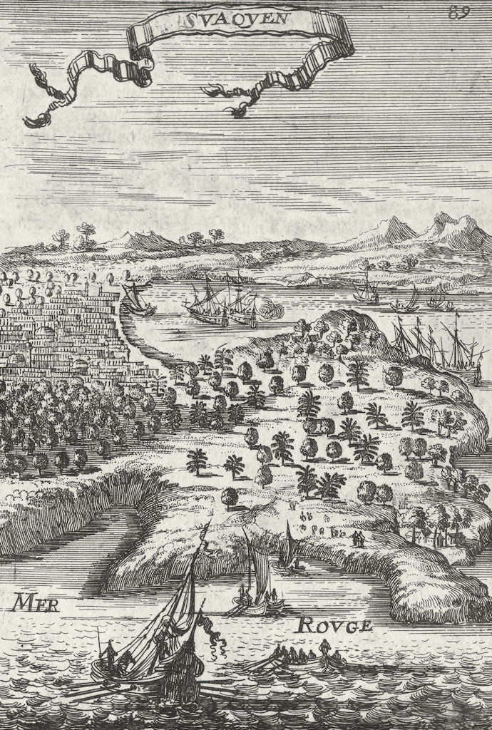 AFRICA. Suaquen Red Sea 1683 old antique vintage print picture